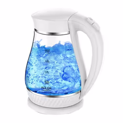 Adler AD 1274, 1.7 L, 2200 W, Transparent, White, Glass, Water level indicator
