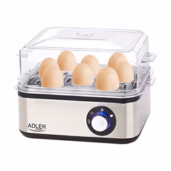 Adler AD 4486, 8 egg(s), Plastic, Hard, Medium, Soft, Black, Satin steel, Transparent, 800 W