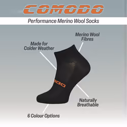 Comodo - 1 Pack Unisex Merino Wool Ankle Trail Sport Running Socks - 6-8 UK, Grey