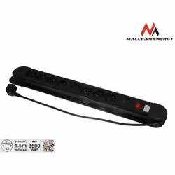 Maclean MCE11, 1.5 m, Indoor, Black, 8 AC outlet(s)