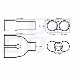 AMiO MT 008 01308 Tailpipe 61, 74(x2) V Shape Stainless Steel 230