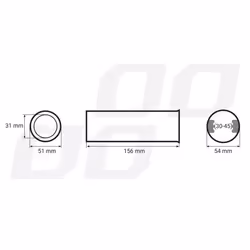 AMiO MT 009 01309 Tailpipe 51, 54 round, straight Stainless Steel 156 31