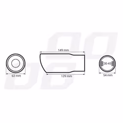 AMiO MT 011 01311 Tailpipe 63, 54 straight, round Stainless Steel 149, 129
