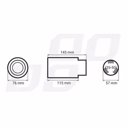 AMiO MT 016C 01316 Tailpipe 76 black Stainless Steel 145, 115 57