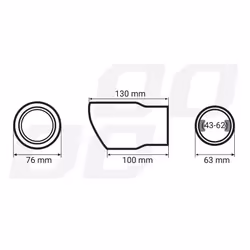 AMiO MT 017B 01317 Tailpipe 76 black Stainless Steel 130, 100 63