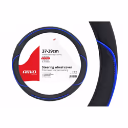Steering wheel cover; AMiO; SWC-08; black, blue 37-39 PP (Polypropylene)