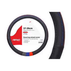 Steering wheel cover; AMiO; SWC-10; black, blue, red, grey 37-39 Leatherette