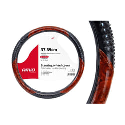 AMiO SWC-11 01369 Steering wheel cover black, brown 37-39 Leatherette wood effect
