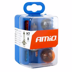 Light Bulbs; AMiO; H7, P21W, PY21W, R5W, W5W 12 Halogen H7 x1, P21W x1, PY21W x1, R5W x1, W5W x1, fuse 10A x1, fuse 15A x1, f ...