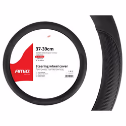 Steering wheel cover; AMiO; SWC-17; black 37-39 Leatherette, Polyester
