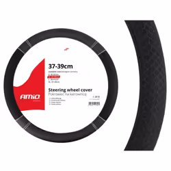 Steering wheel cover; AMiO; SWC-20; black 37-39 Leatherette