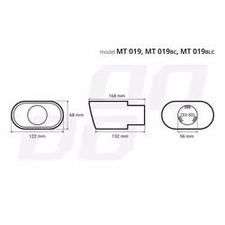 AMiO MT 019BLC 02191 Tailpipe silver, blue Wide, oval Stainless Steel 168, 152 56