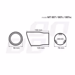 AMiO MT 007BC 02193 Tailpipe 90 round, oval Stainless Steel 150, 120 78