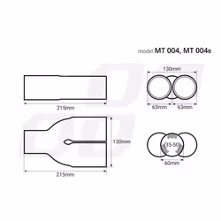 AMiO MT 004B 02194 Tailpipe 63(x2), 60 dark V Shape Stainless Steel 215
