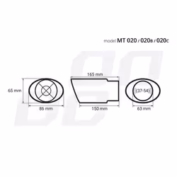 AMiO MT 020C 02350 Tailpipe 86 dark straight, oval Stainless Steel 165, 150 63