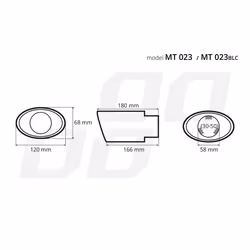 AMiO MT 023BLC 02356 Tailpipe 120 blue straight, oval Stainless Steel 180, 166 58