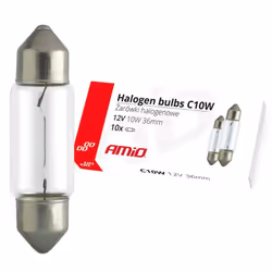 Bulb; AMiO; 12 10 C10W S8,5d 36 Interior Trim, outer, Licence Plate Light; for BMW, FORD, VAUXHALL, VOLKSWAGEN, ALFA ROMEO