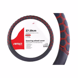 Steering wheel cover; AMiO; SWC-23-M; black 37-39 Leatherette