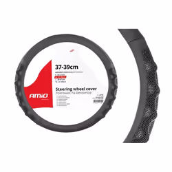 Steering wheel cover; AMiO; SWC-26-M; black 37-39 Leatherette, Plastic