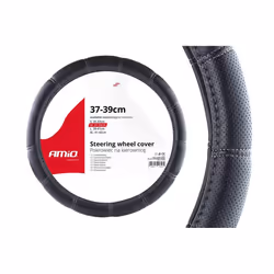 Steering wheel cover; AMiO; SWC-29-M; black 37-39 Leatherette
