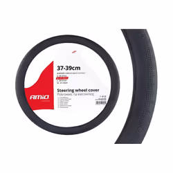 Steering wheel cover; AMiO; SWC-31-M; black 37-39 Leatherette