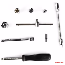 Socket set; AMiO; 46 Chrome Vanadium Steel 1/4 Hexagon, Inner rectangle, Torx, Phillips-head (PH), Pozidriv (PZ)