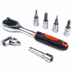 AMiO 03136 Socket set 46 Chrome Vanadium Steel 1/4 Hexagon, Inner rectangle, Torx, Phillips-head (PH), Pozidriv (PZ)