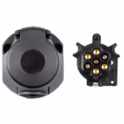 AMiO 03214 Towbar Socket 7 black caravans with lid 12, 24