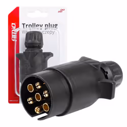 AMiO 03216 Towbar Socket 7 Plastic black caravans, Passenger cars, camper vans