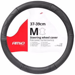 Steering wheel cover; AMiO; SWC-48; black 37-39 Leather