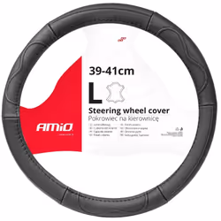 Steering wheel cover; AMiO; SWC-49; black 39-41 Leather