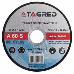 TAGRED TA1000 Cutting Disc, angle grinder 125 1