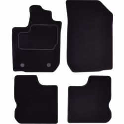 Floor mat set; CUSTOPOL; Textile Front and Rear 4 black Tailored; for DACIA