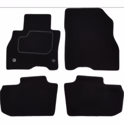 Floor mat set; CUSTOPOL; Textile Front and Rear 4 black Tailored; for NISSAN