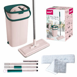 Floor Mop Set - Mobile Phone | Flat, Swivelling with Two Chambers Cleaning Bucket | Mop with Wring Function | Wet/Dry Cleaning | Suitable for All