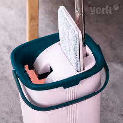 Floor Mop Set - Mobile Phone | Flat, Swivelling with Two Chambers Cleaning Bucket | Mop with Wring Function | Wet/Dry Cleaning | Suitable for All