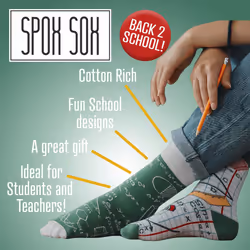 SPOX SOX - 1 Pack Unisex Mismatched Novelty Odd Socks - Back 2 School - 7-10 UK, Back 2 School