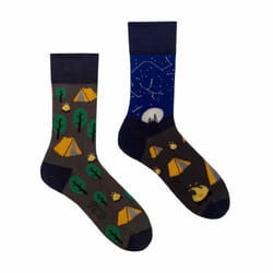 SPOX SOX - 1 Pack Unisex Mismatched Novelty Odd Socks - Camping - 7-10 UK, Camping