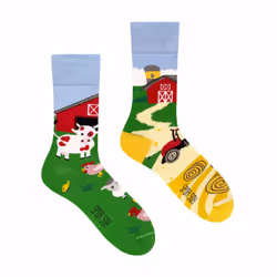 SPOX SOX - 1 Pack Unisex Mismatched Novelty Odd Socks - Farm - 7-10 UK, Farm