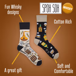 SPOX SOX - 1 Pack Unisex Mismatched Novelty Odd Socks - Whisky - 11-13 UK, Whisky