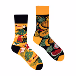 SPOX SOX - 1 Pack Unisex Mismatched Novelty Odd Socks - Tropical - 11-13 UK, Tropical