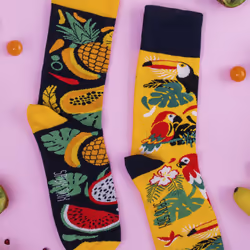 SPOX SOX - 1 Pack Unisex Mismatched Novelty Odd Socks - Tropical - 11-13 UK, Tropical