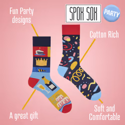 SPOX SOX - 1 Pack Unisex Mismatched Novelty Odd Socks - Party - 7-10 UK, Party