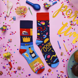 SPOX SOX - 1 Pack Unisex Mismatched Novelty Odd Socks - Party - 11-13 UK, Party