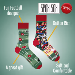 SPOX SOX - 1 Pack Unisex Mismatched Novelty Odd Socks - Football - 11-13 UK, Football