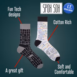 SPOX SOX - 1 Pack Unisex Mismatched Novelty Odd Socks - IT Developer - 4-6 UK, It Developer