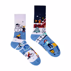 SPOX SOX - 1 Pack Unisex Mismatched Novelty Odd Socks - Winter Activities - 11-13 UK, Winter Activities