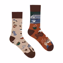 SPOX SOX - 1 Pack Unisex Mismatched Novelty Odd Socks - Coffee - 7-10 UK, Coffee