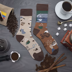 SPOX SOX - 1 Pack Unisex Mismatched Novelty Odd Socks - Coffee - 7-10 UK, Coffee