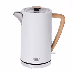 Adler AD 1347W, 1.5 L, 2200 W, White, Wood, Stainless steel, Water level indicator